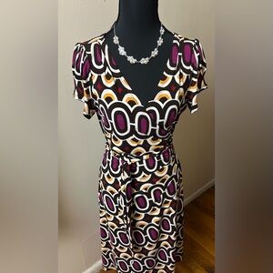 Geometric Wrap Dress with Bold Colors